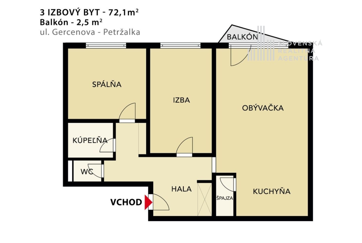 SRA | 3 izb. byt na začiatku Petržalky, 19r. stavba, 2./6p., balkón, parkovanie, Gercenova ul. – PREDANÉ 15833 | SLOVENSKÁ REALITNÁ AGENTÚRA