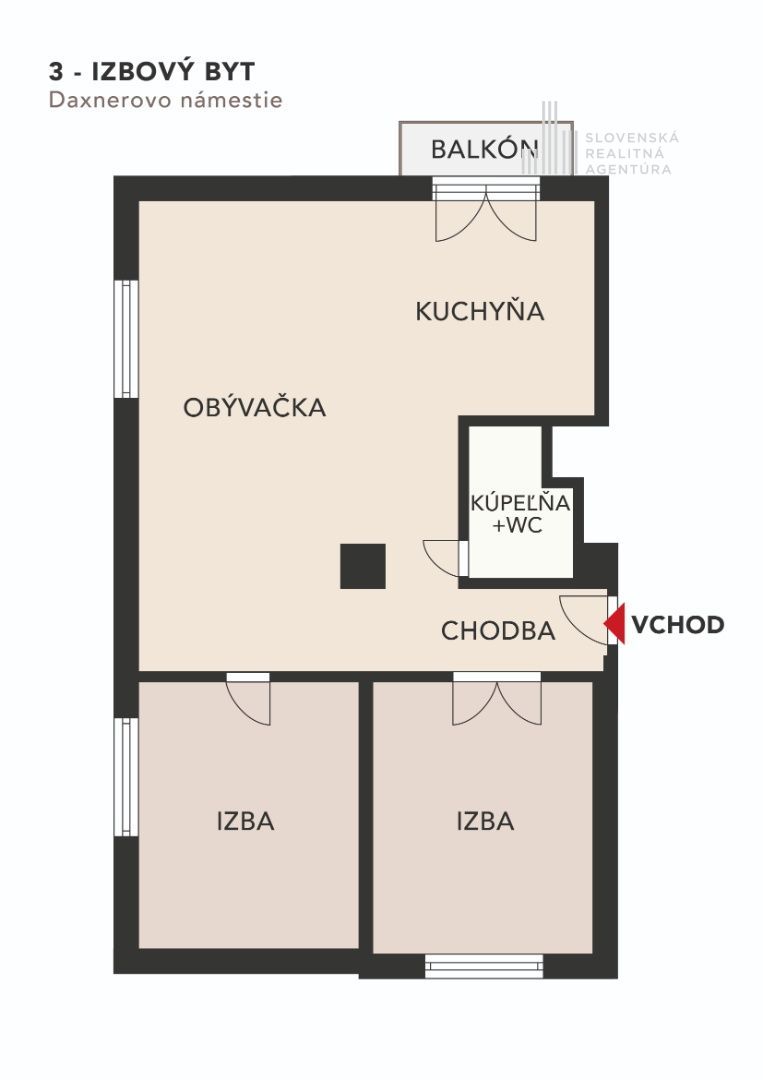 SRA | 3 – izbový byt s charizmou, balkón, výborná poloha, Bratislava – Daxnerovo nám. – PRENAJATÉ 18524 | SLOVENSKÁ REALITNÁ AGENTÚRA